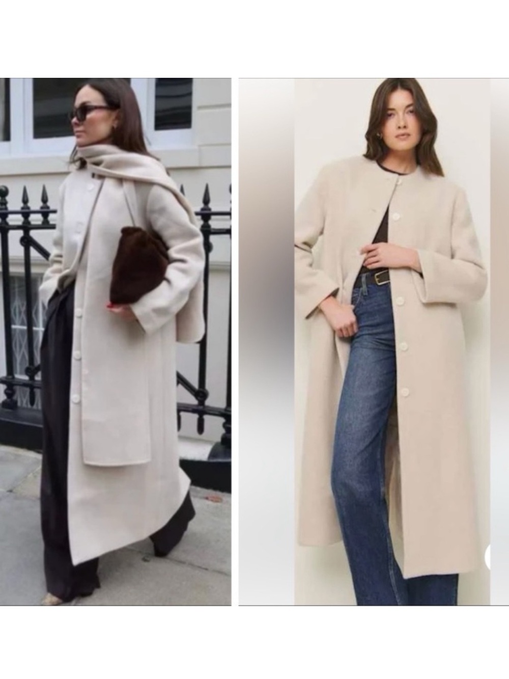 NWT Reformation Asher Wool Coat with Scarf Detail in Ivory/ Cream Size M